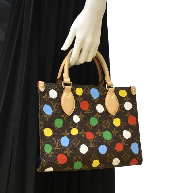 Louis Vuitton Neverfull bags with large capacity for everyday essentialsLOUIS VUITTON Onthego Yayoi Kusama Dots Monogram Canvas Shoulder Bag Multicolor