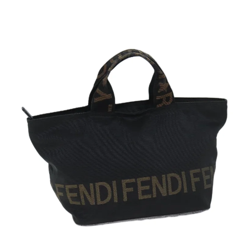 Fendi bags with a touch - screen - friendly pocket for using devices without taking them outFENDI Hand Bag Canvas Black  yk11461