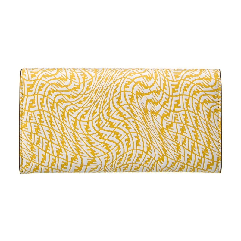 Fendi tote bags with a water - resistant lining for practicality during rainy daysFendi F is Fendi Yellow Leather Vertigo Print Long Wallet 8M0251