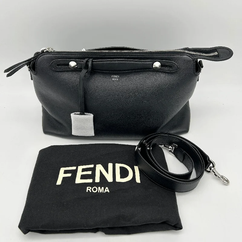 Fendi bags with a detachable tablet holder for using tablets on the goFendi By The Way Black Perforated Leather Shoulder Bag