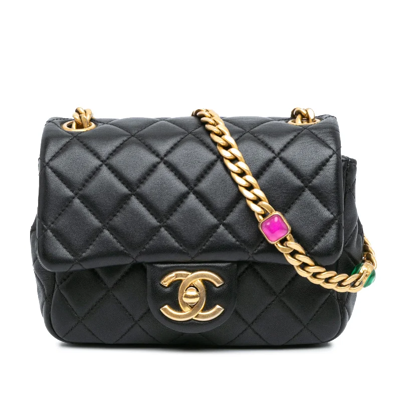 Chanel Limited Edition Handbag for CollectorsBlack Chanel Mini Square Lambskin Pearl Samba Flap Crossbody Bag