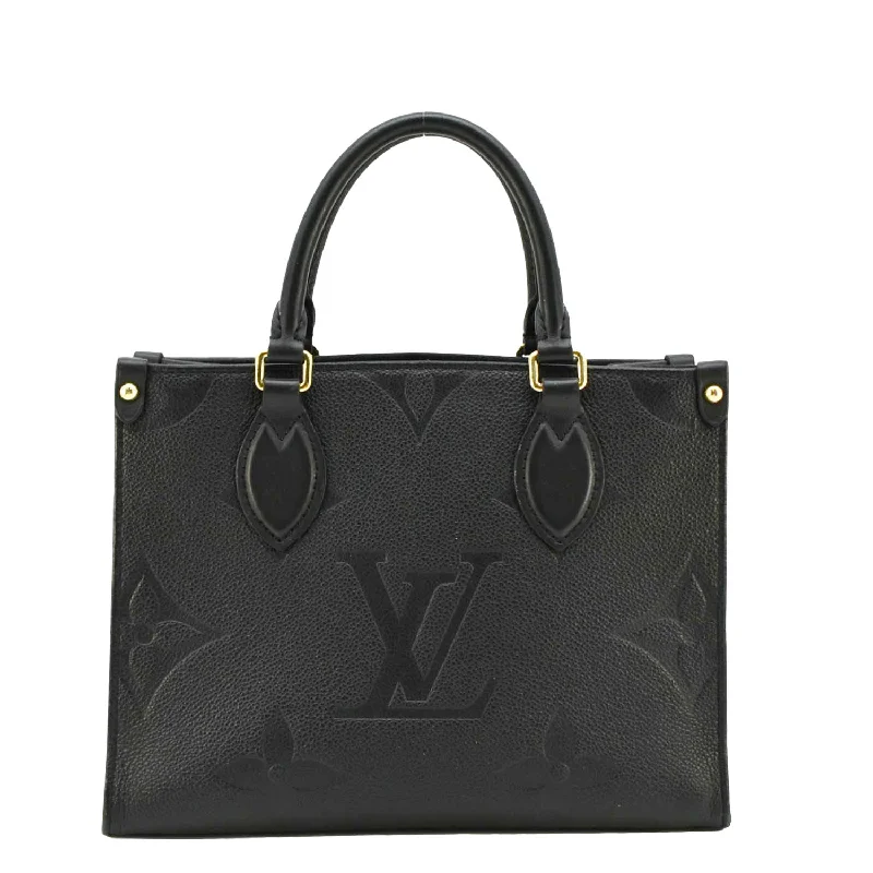 Louis Vuitton bags with a zip - around closure for enhanced securityLOUIS VUITTON Onthego PM Monogram Empreinte Leather Tote Shoulder Bag Black