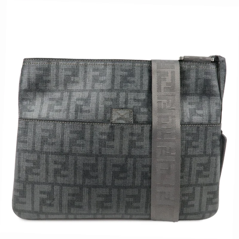 Fendi tote bags with a double - zip closure for enhanced securityFENDI Zucca PVC Crossbody Bag Shoulder Bag Gray 7VA247