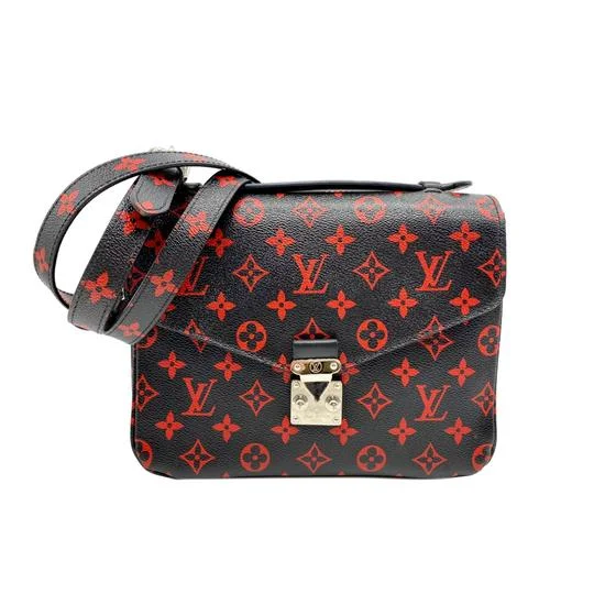 Louis Vuitton Twist bags with a contrast - colored interior for visual interestLouis Vuitton Pochette Metis Black Monogram Infrarouge Canvas Shoulder Bag