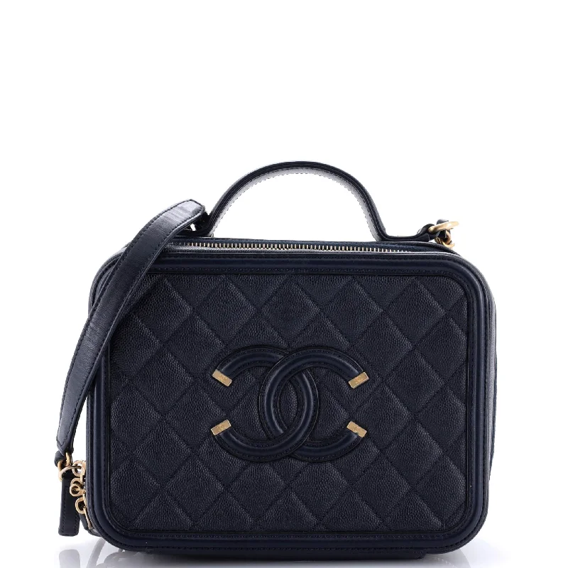 Chanel Luxury Handbag for High - End EventsFiligree Vanity Case Quilted Caviar Medium