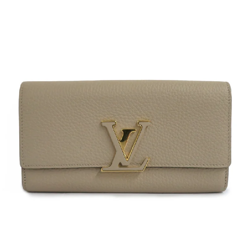 Louis Vuitton Petite Malle bags with a hard - shell structure for uniquenessLouis Vuitton Portefolio Capsine M61249 LV  Leather Gale Beige Gr G  Long Wallet Retail