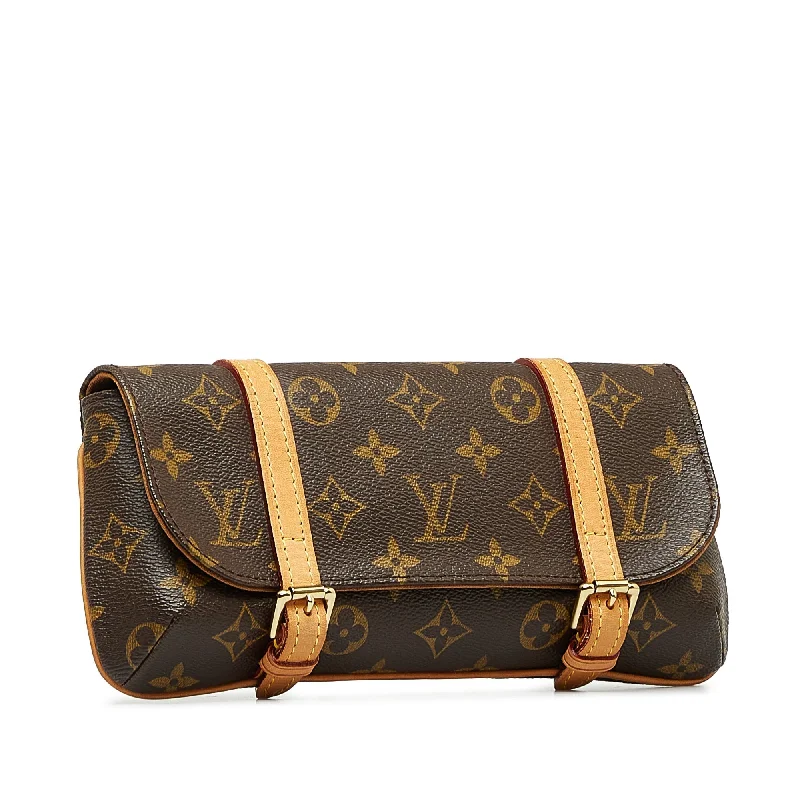 Louis Vuitton bags with a chain - link trim and a leather body for a modern edgeLouis Vuitton Pochette Marelle PM Monogram Canvas