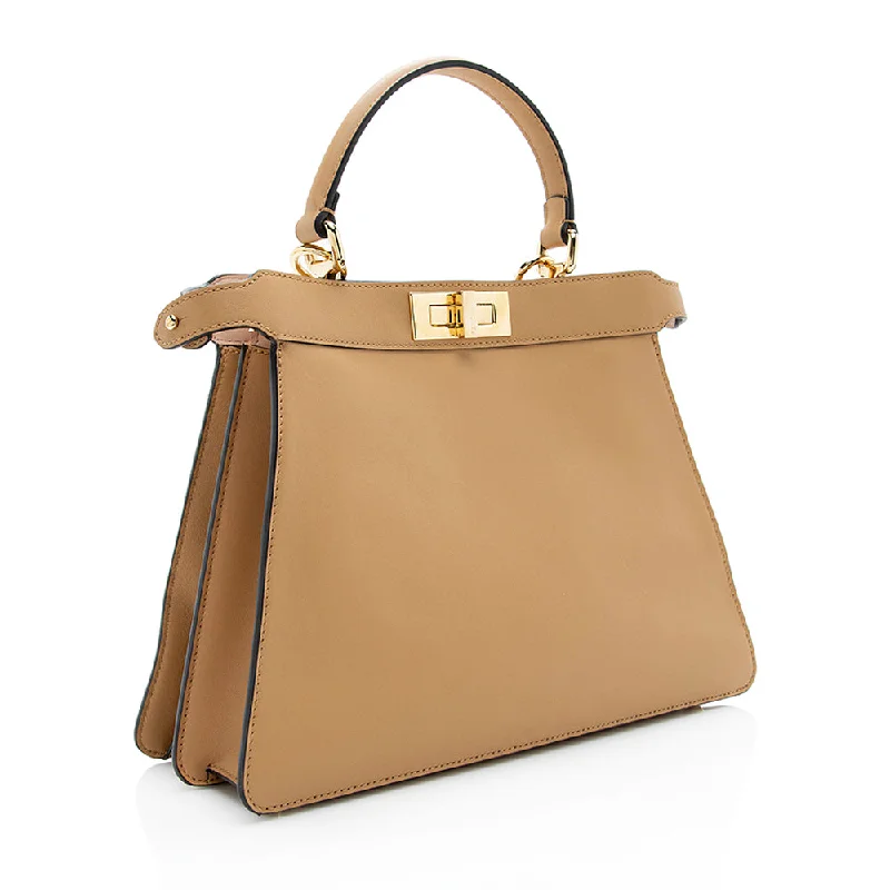 Ladies Fendi crossbody bags with a single - strap design for simplicity and ease of useFendi Calfskin Peekaboo Medium Satchel (SHF-18868)