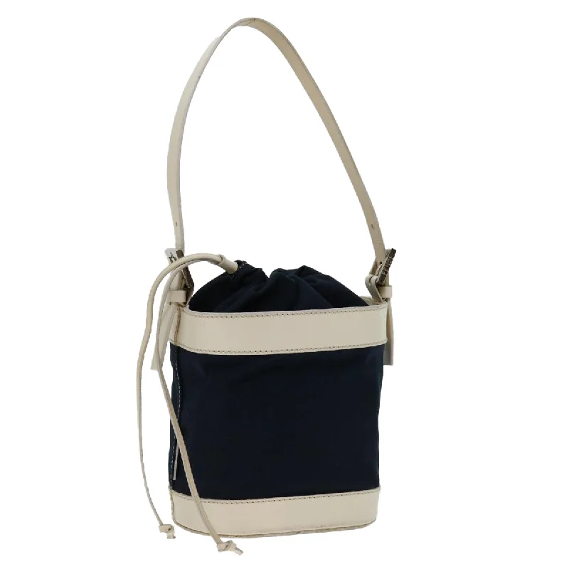 Fendi bags with a magnetic - closure card holder inside for easy access to cardsFENDI Hand Bag Canvas Navy White  hk1190