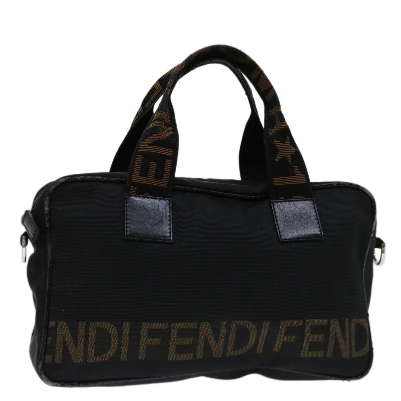 Fendi tote bags with a hand - painted FF pattern for an artisanal and one - of - a - kind touchFENDI Hand Bag Canvas Black  yk11127