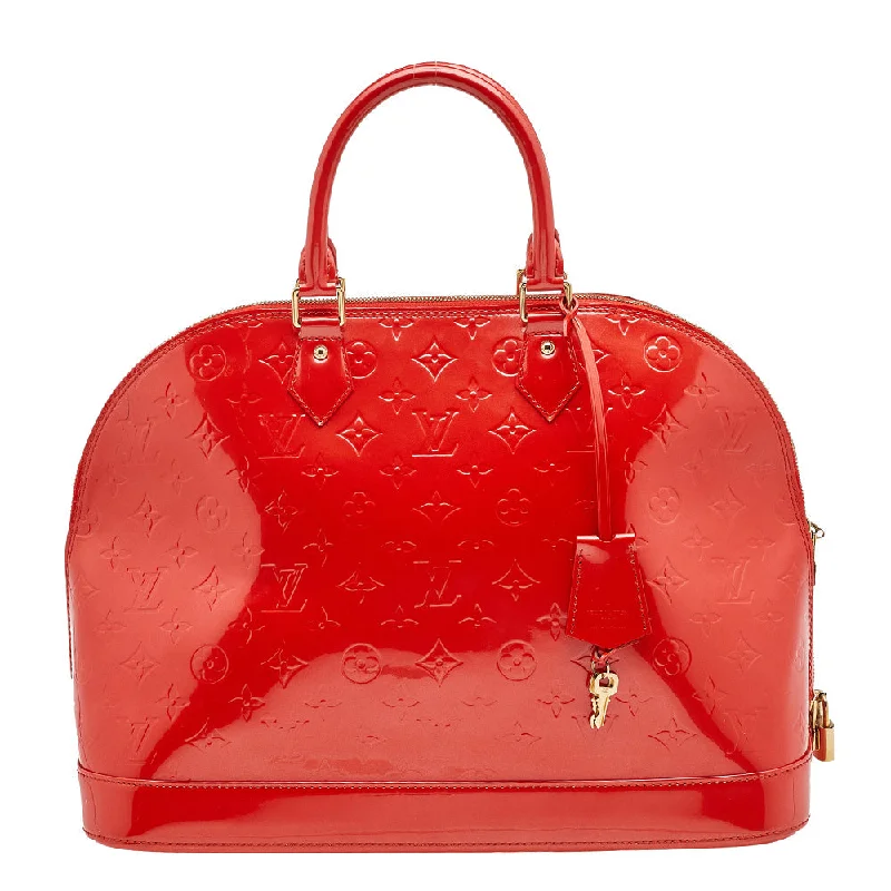 Ladies Louis Vuitton Capucines bags with gold - toned hardwareLouis Vuitton Orange Sunset Monogram Vernis Alma GM Bag