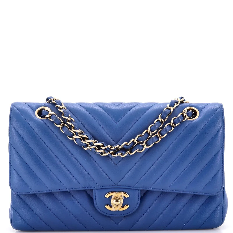 Chanel bags with iconic stitching detailsClassic Double Flap Bag Chevron Lambskin Medium