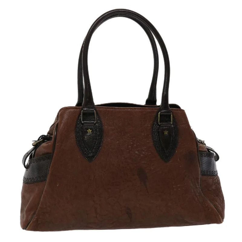 Ladies Fendi Peekaboo bags with gold - toned hardware for a touch of luxuryFENDI Etnico Hand Bag Leather Brown  ac1980