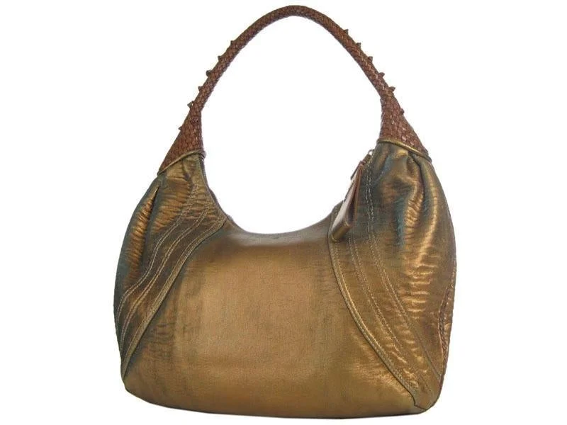 Ladies Fendi Peekaboo bags with a hand - stitched leather handle for artisanal charmFendi Bronze Spy Hobo