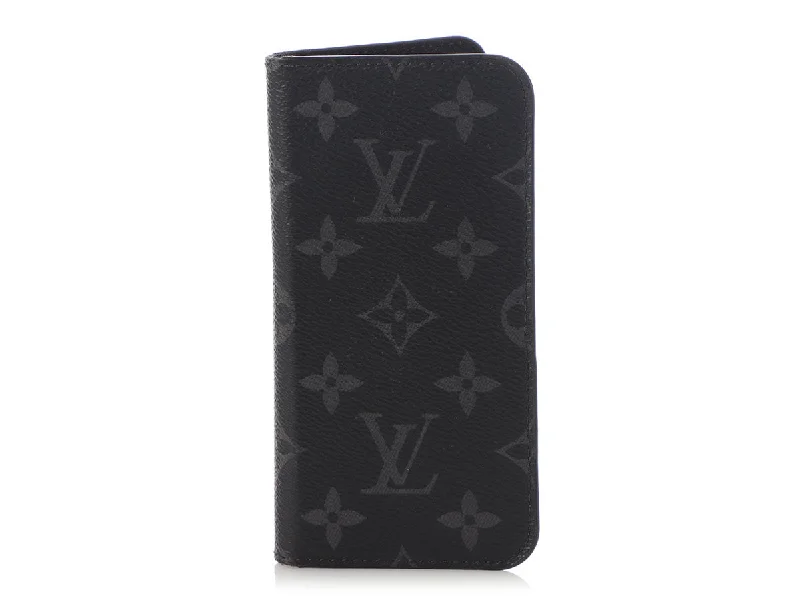 Louis Vuitton backpacks with a hidden back pocket for securityLouis Vuitton Monogram Eclipse iPhone Cell Folio