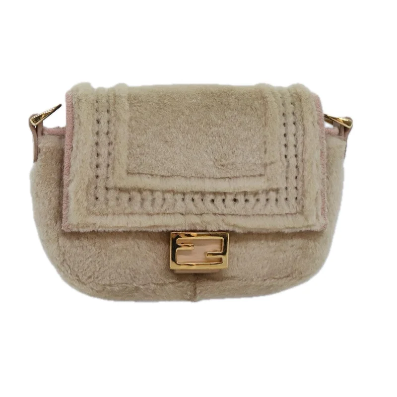 Fendi bags with a detachable mirror inside for quick touch - ups and groomingFENDI Chain Shoulder Wallet Beige Gold  90429