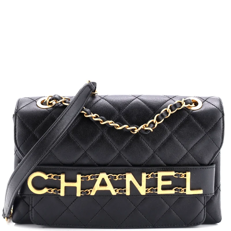 Chanel bags for the minimalist fashionLogo Enchained Flap Bag Quilted Calfskin Medium