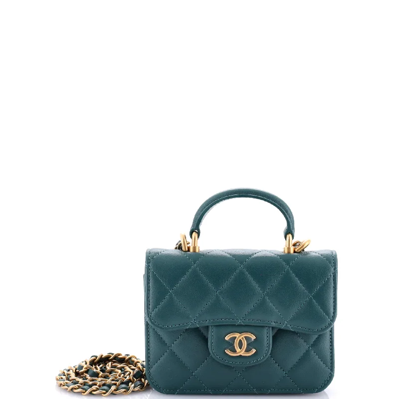 Chanel bags with exclusive seasonal releasesTop Handle Flap Coin Purse with Chain Quilted Lambskin