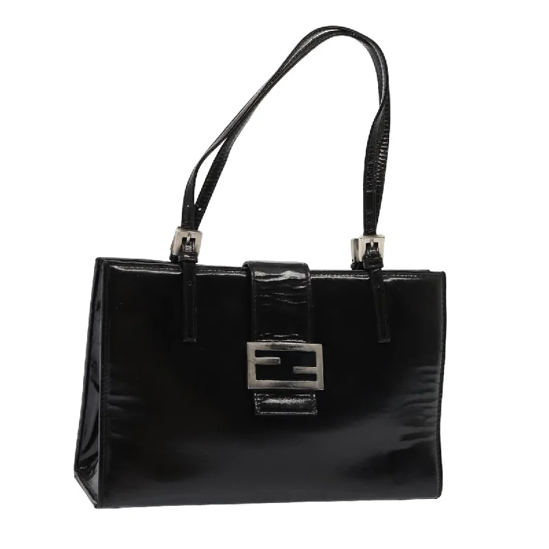 Fendi bags with a chain - link trim and a leather body for a modern and edgy lookFENDI Hand Bag Enamel Black  79573