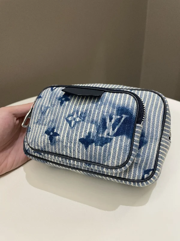 Louis Vuitton bags with a zip - around closure for enhanced securityLouis Vuitton Outdoor Pouch Hickory Stripes Denim Watercolor