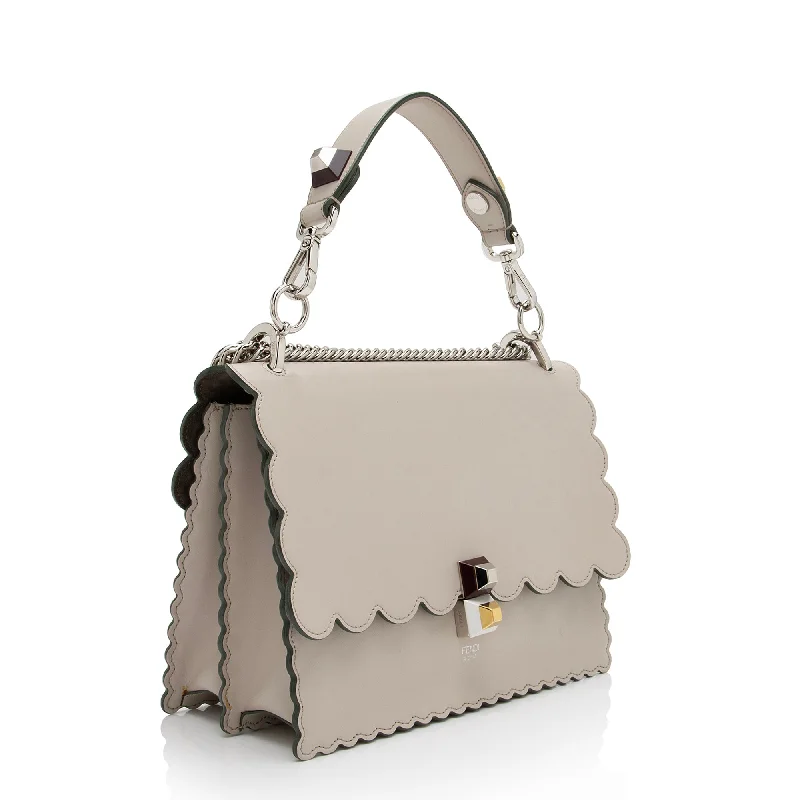 Fendi handbags with a beaded trim for a glamorous and eye - catching lookFendi Calfskin Studded Kan I Medium Shoulder Bag (SHF-23376)