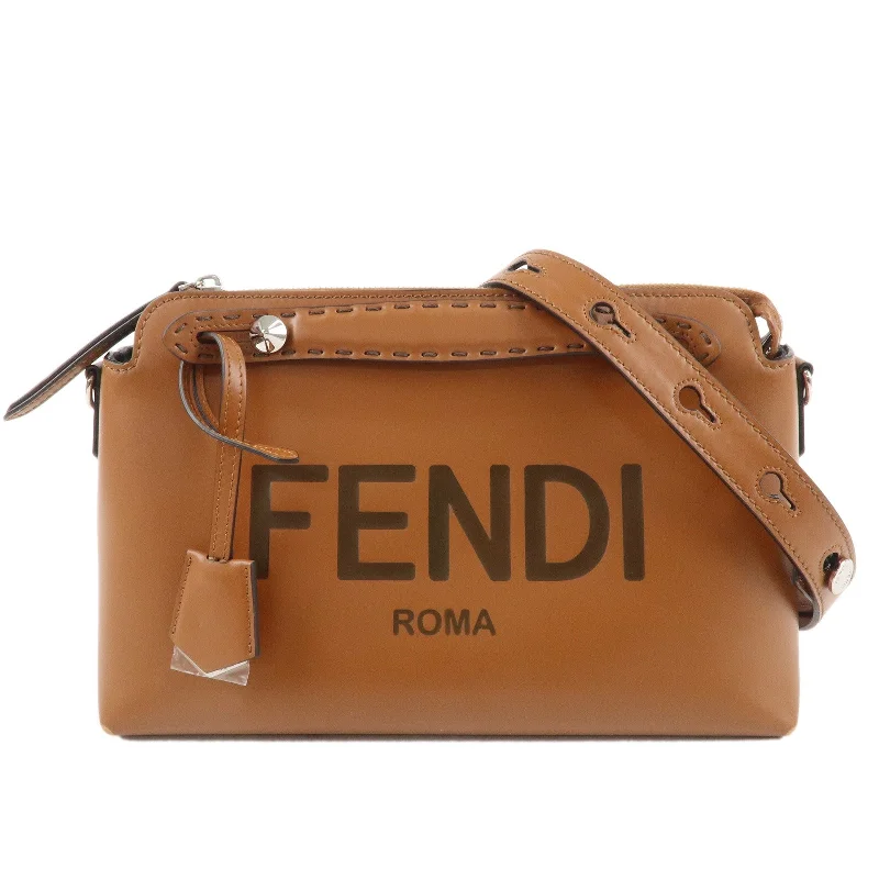 Ladies Fendi shoulder bags with a magnetic - closure flap for easy opening and closingFENDI By The Way Medium Leather 2Way Bag Hand Bag Brown 8BL146