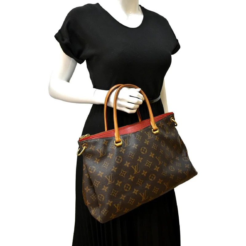 Louis Vuitton Twist bags with a contrast - colored interior for visual interestLOUIS VUITTON Pallas MM Monogram Canvas Shoulder Bag Brown