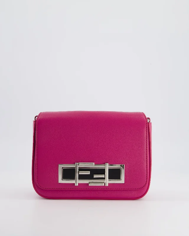 Fendi backpacks with a water - resistant exterior made of high - tech materialsFendi Bright Pink Leather Shoulder Bag with FF Silver Logo