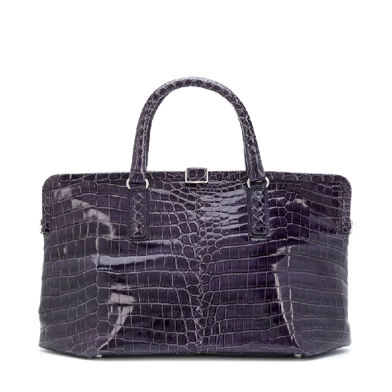 Bottega Veneta large capacity shoulder bagsBottega Veneta Purple Crocodile Handbag