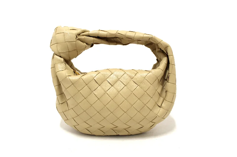 Bottega Veneta small crossbody bags with gold hardwareAuthentic Bottega Veneta Beige Lambskin Leather Mini Jodie Handbag