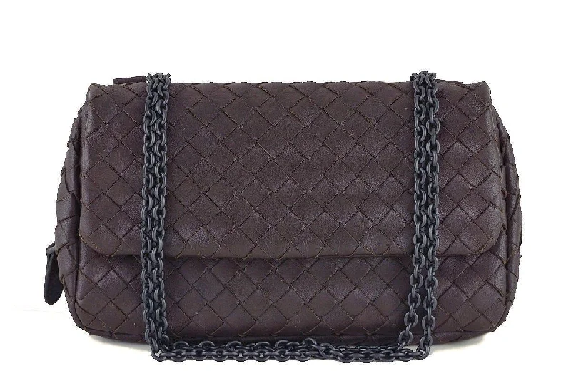 Bottega Veneta bags with leather - embossed designsBottega Veneta Ebano Brown Messenger Bag Woven Lambskin Cross Body