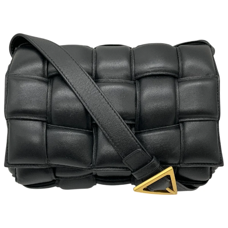 Bottega Veneta bags with checkered patternsBottega Veneta Black Leather Medium Padded Cassette Intrecciato Shoulder Bag