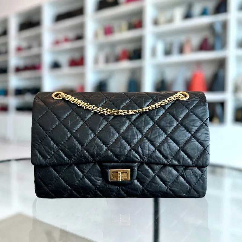 Chanel bags for a polished and professional appearance2.55 266 Medium 28CM Double Flap Quilted Aged Calfskin Black AGHW No 20