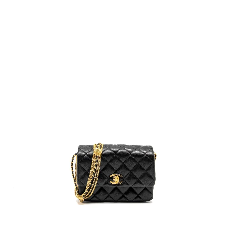 Chanel Designer Handbag with Unique DesignChanel 22A Button on chain Flap Bag Lambskin Black GHW (Microchip)