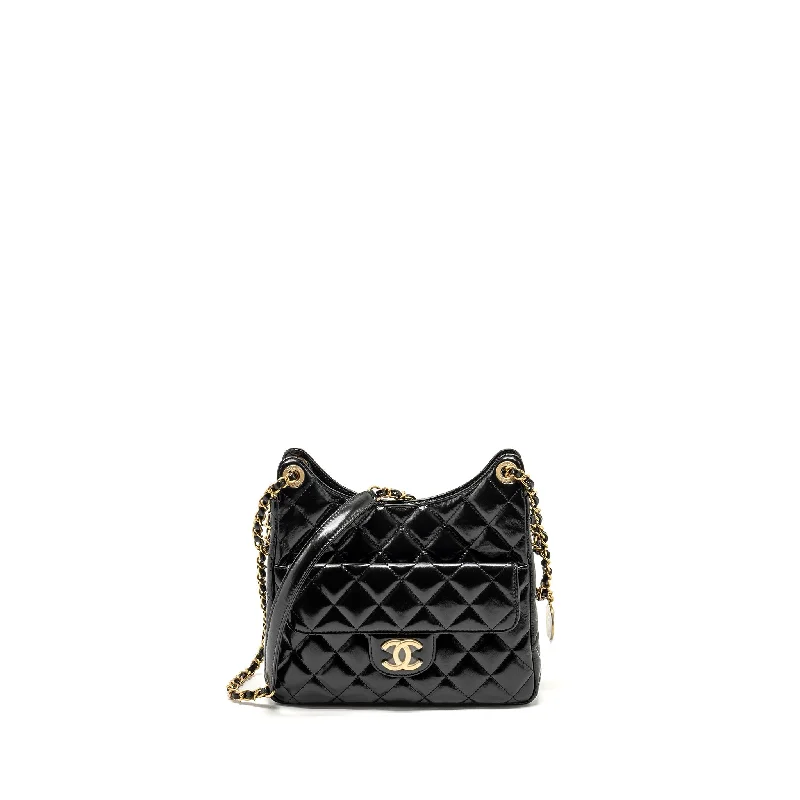 Chanel bags for those who value investment piecesChanel 23C Hobo Bag Shiny Calfskin Black Brushed GHW (Microchip)