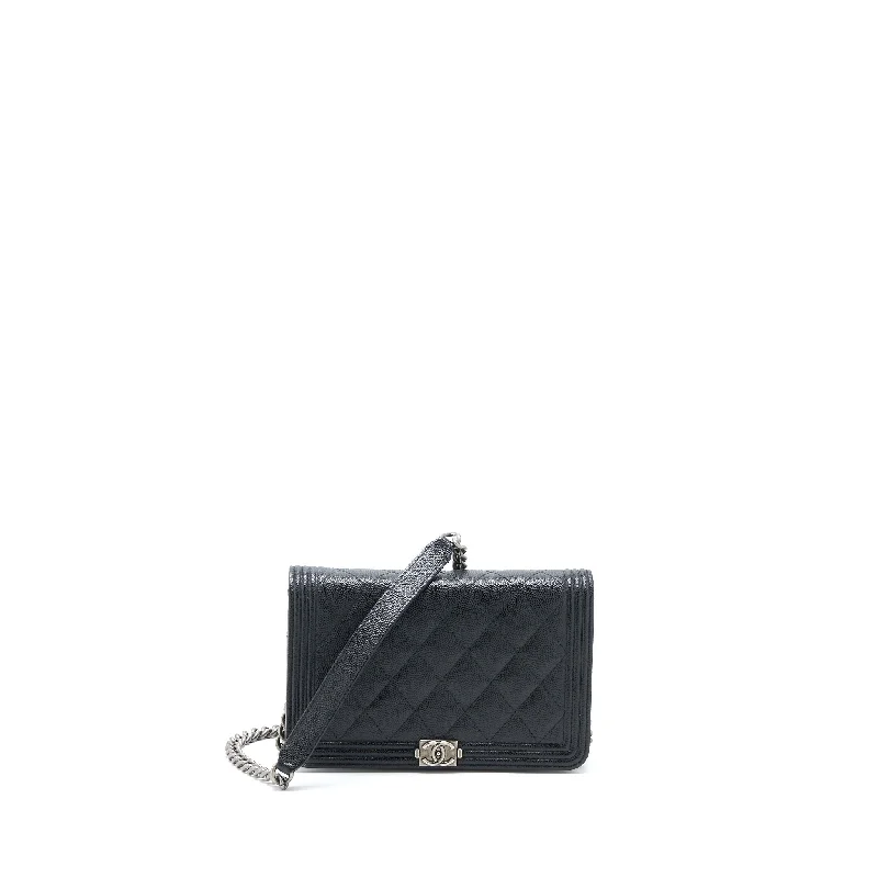 Chanel bags with exclusive seasonal releasesChanel Boy Wallet on Chain Caviar Black Ruthenium Hardware (Microchip)