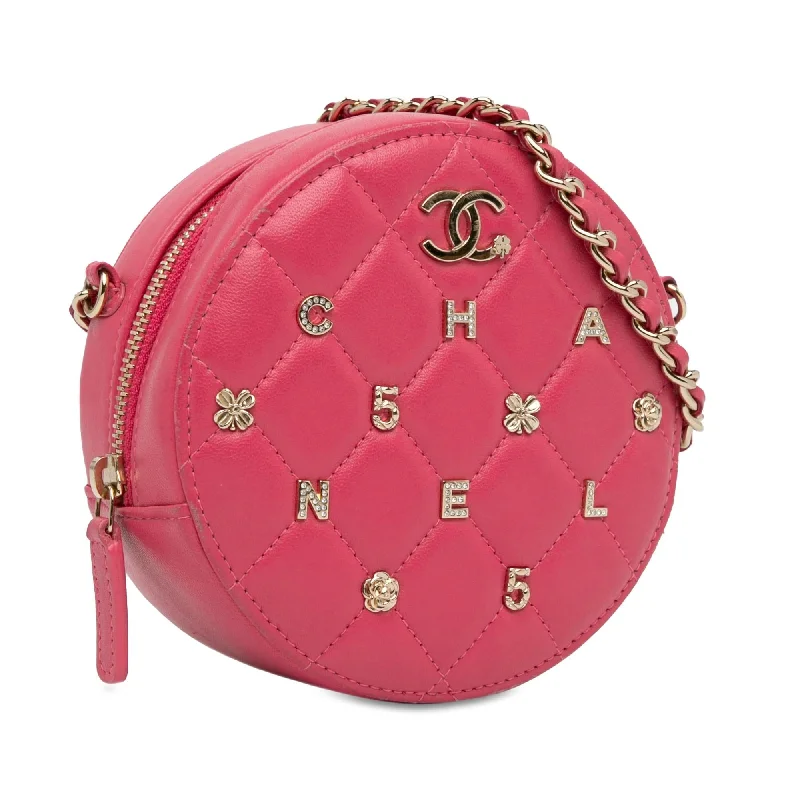 Chanel Chain Strap Handbag for Everyday UseChanel CC Quilted Lambskin Lucky Charms Round Clutch with Chain (Z9e0hS)