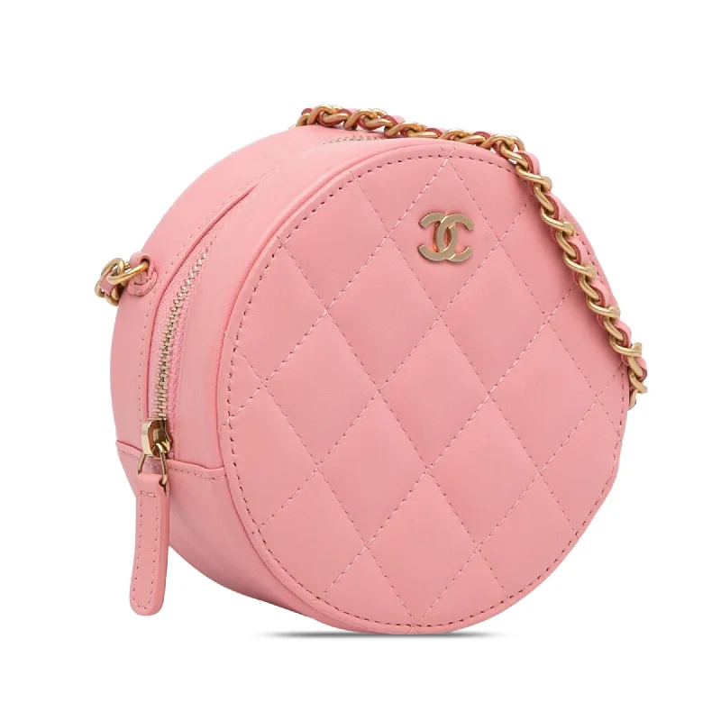 Chanel Handbag with Adjustable Strap for ComfortChanel CC Quilted Lambskin Round Crossbody (pQfxfH)