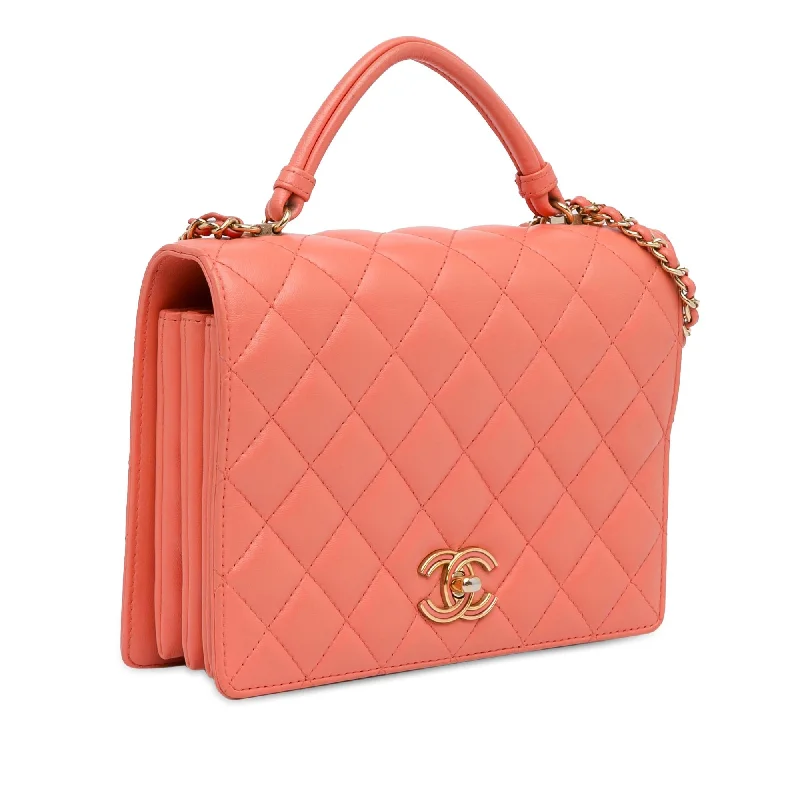 Chanel bags for women who love timeless fashionChanel CC Quilted Lambskin Top Handle Flap (L5HKxu)