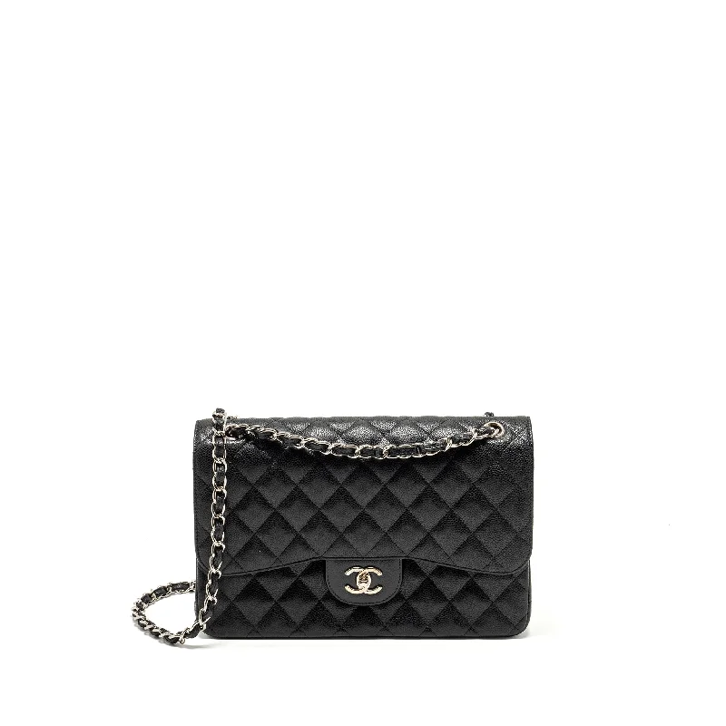 Chanel bags with iconic gold chainsChanel Jumbo Classic double flap bag caviar black SHW