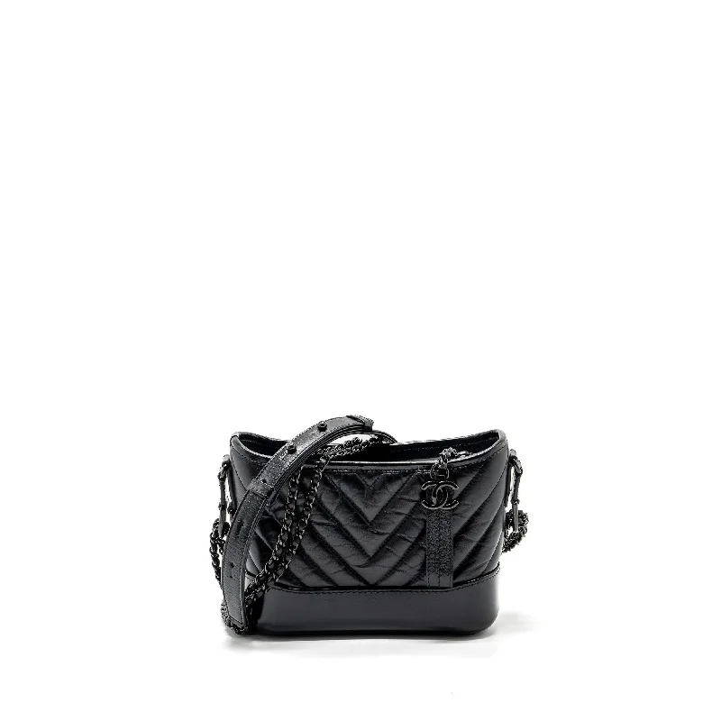 Chanel bags with iconic stitching detailsChanel Small Gabrielle Hobo Bag Chevron Aged Calfskin So Black