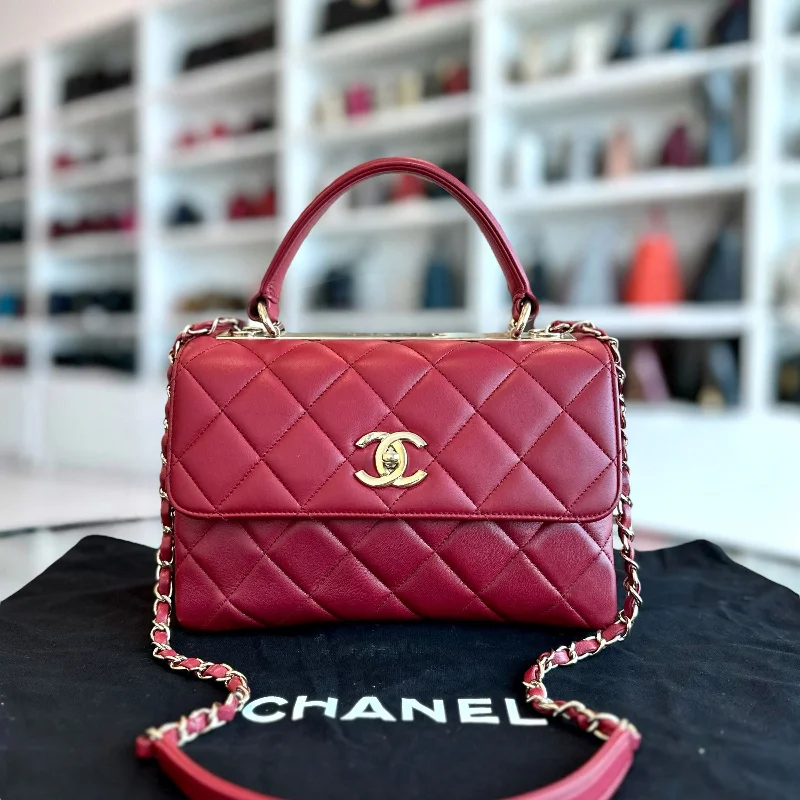 Chanel bags with the perfect balance of luxury and functionalitySmall Trendy CC Flap Quilted Lambskin Red GHW No 28