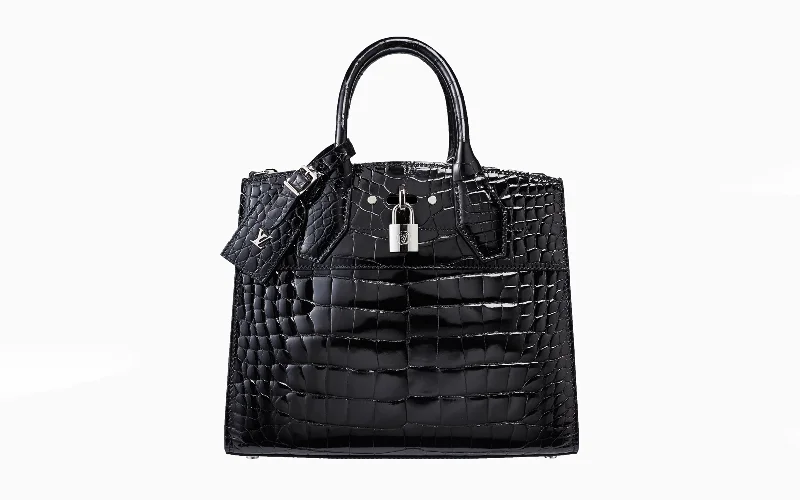 Louis Vuitton bags with a chain - link trim and a leather body for a modern edgeLouis Vuitton Python City Steamer -Black